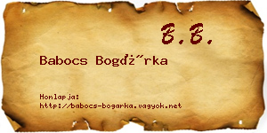 Babocs Bogárka névjegykártya